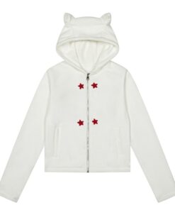 Minimal Star Graphic White Hoodie