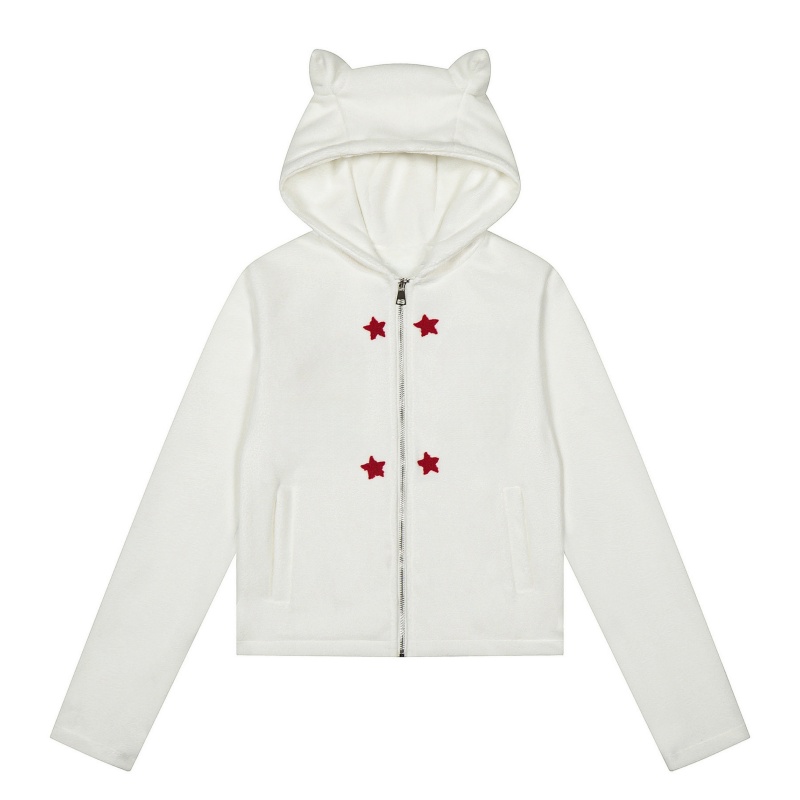 Minimal Star Graphic White Hoodie