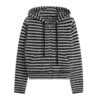 Black Striped Fashionable Zip-Up Hoodie