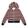 Classic Short Hoodie With Red Stripes
