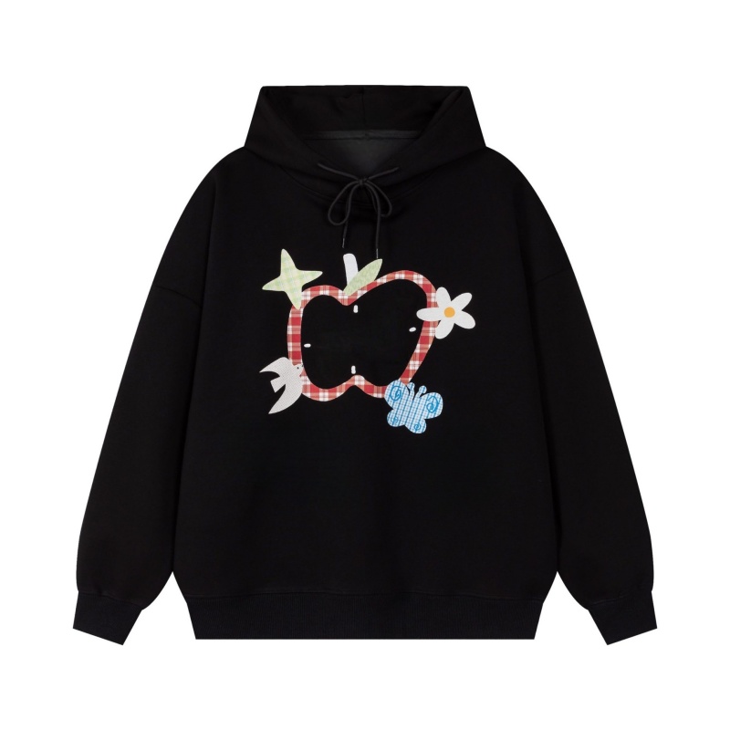 Fun Patterned Black Oversized Hoodie