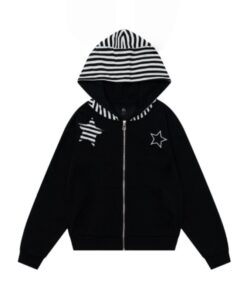 Stylish Striped Patchwork Hip-Hop Hoodie