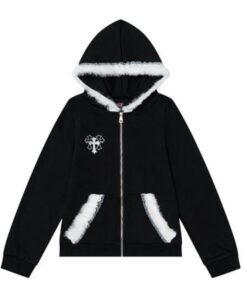 Lace Patchwork Black Hoodie