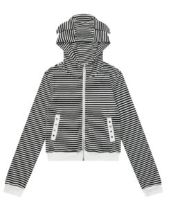 Stylish Design Zippered Striped Hoodie